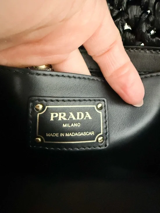 New! Prada Raffia Crochet Black Crossbody Shoulder Bag - Picture 9 of 14